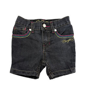 Coogi Girl Toddler Denim Shorts 18M Black Rainbow Embroidery Streetwear Y2K